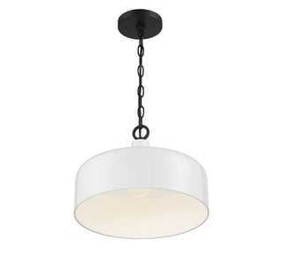 One Light Pendant in White with Black