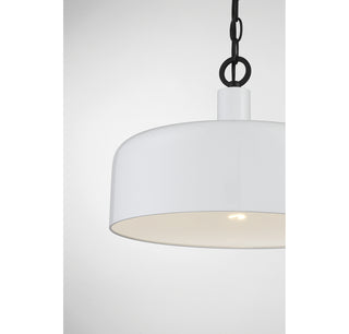 One Light Pendant in White with Black