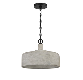 One Light Pendant in Weathered Gray with Black