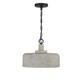 One Light Pendant in Weathered Gray with Black