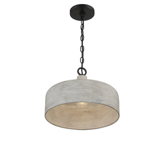 One Light Pendant in Weathered Gray with Black