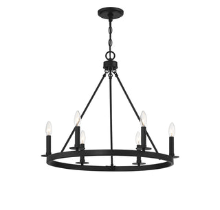 Six Light Chandelier in Matte Black