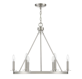 Six Light Chandelier in Brushed Nickel