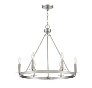 Six Light Chandelier in Brushed Nickel