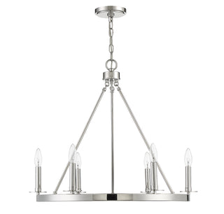 Six Light Chandelier in Polished Nickel