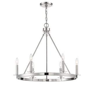 Six Light Chandelier in Polished Nickel