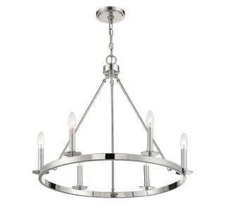 Six Light Chandelier in Polished Nickel