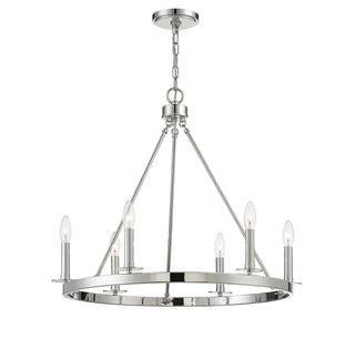 Six Light Chandelier in Polished Nickel