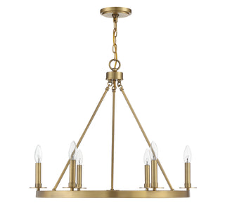 Six Light Chandelier in Natural Brass