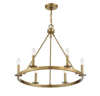 Six Light Chandelier in Natural Brass