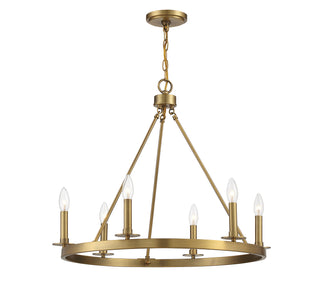 Six Light Chandelier in Natural Brass