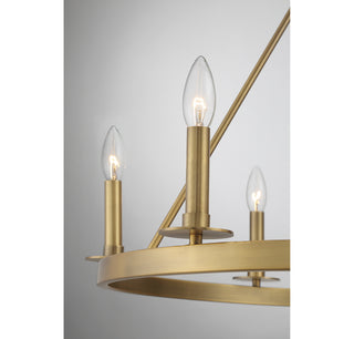 Six Light Chandelier in Natural Brass