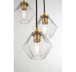 Five Light Chandelier in Natural Brass