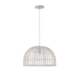 One Light Pendant in White Rattan with a White Socket