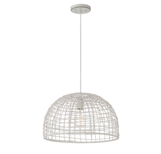 One Light Pendant in White Rattan with a White Socket