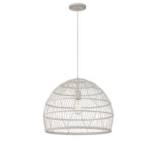 One Light Pendant in White Rattan with a White Socket