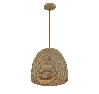 One Light Pendant in Natural Wicker