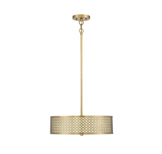 Three Light Pendant in Natural Brass