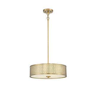 Three Light Pendant in Natural Brass