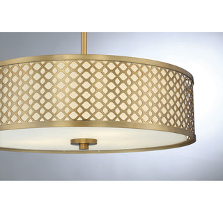 Three Light Pendant in Natural Brass