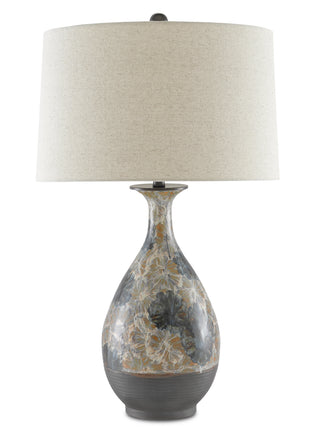 Frangipani One Light Table Lamp in Cream/Blue/Brown
