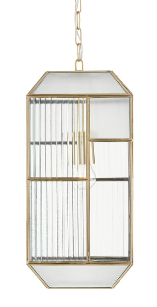 Bardolph One Light Pendant in Clear/Antique Brass