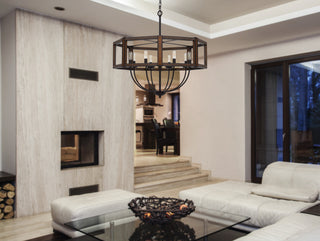 Renton Eight Light Chandelier in Oak