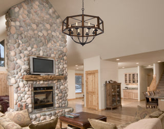 Renton Eight Light Chandelier in Oak