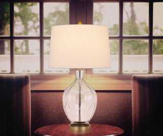 Bancroft One Light Table Lamp in Clear/Antique Brass