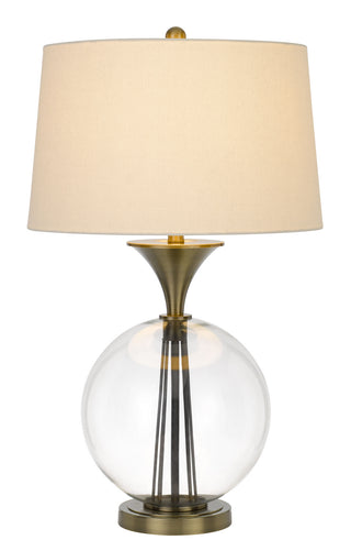 Moxee One Light Table Lamp in Glass/Antique Brass