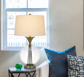 Moxee One Light Table Lamp in Glass/Antique Brass