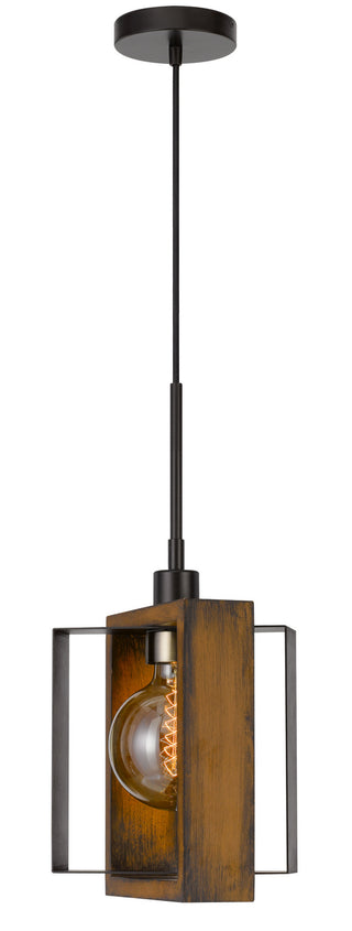 Agrigento One Light Pendant in Wood/Black