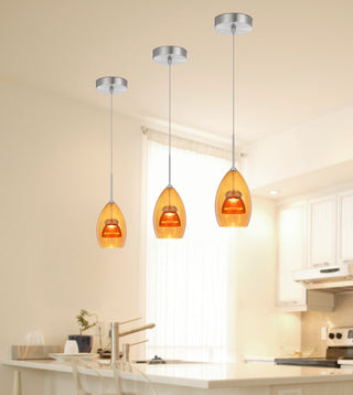 Dimmable with Lutron Brand Dimmers: DVCL-153P, SCL LED Mini Pendant in Amber/Yellow