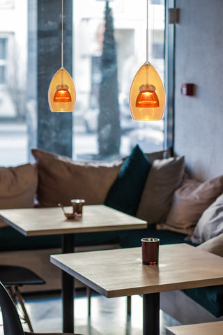 Dimmable with Lutron Brand Dimmers: DVCL-153P, SCL LED Mini Pendant in Amber/Yellow