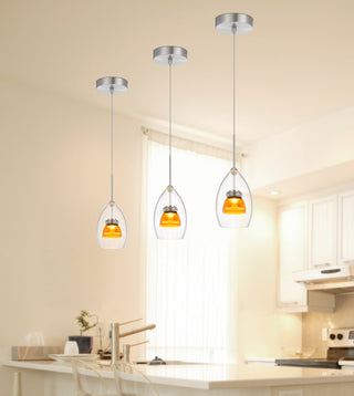 Dimmable with Lutron Brand Dimmers: DVCL-153P, SCL LED Mini Pendant in Clear Yellow