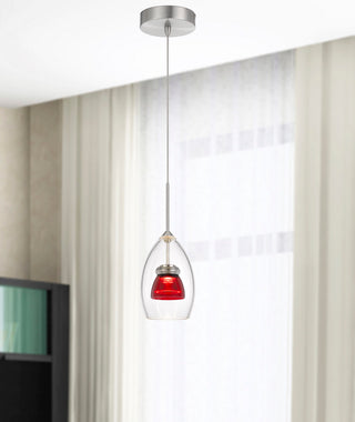 Dimmable with Lutron Brand Dimmers: DVCL-153P, SCL LED Mini Pendant in Red Clear