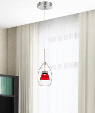 Dimmable with Lutron Brand Dimmers: DVCL-153P, SCL LED Mini Pendant in Frosted Red