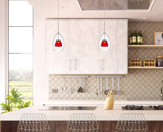 Dimmable with Lutron Brand Dimmers: DVCL-153P, SCL LED Mini Pendant in Frosted Red