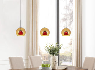 Dimmable with Lutron Brand Dimmers: DVCL-153P, SCL LED Mini Pendant in Amber/Red