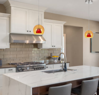 Dimmable with Lutron Brand Dimmers: DVCL-153P, SCL LED Mini Pendant in Amber/Red