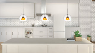 Dimmable with Lutron Brand Dimmers: DVCL-153P, SCL LED Mini Pendant in Clear Yellow