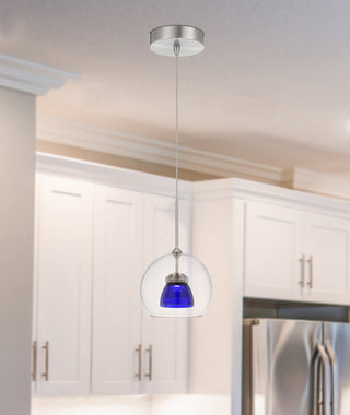 Dimmable with Lutron Brand Dimmers: DVCL-153P, SCL LED Mini Pendant in Clear Blue