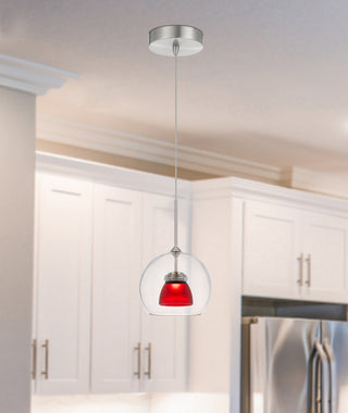 Dimmable with Lutron Brand Dimmers: DVCL-153P, SCL LED Mini Pendant in Frosted Red