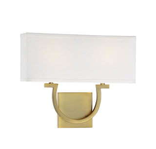 Rhodes Two Light Wall Sconce in Warm Brass