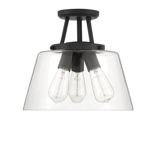 Calhoun Three Light Semi-Flush Mount in Matte Black