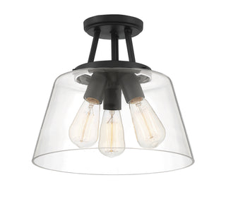 Calhoun Three Light Semi-Flush Mount in Matte Black