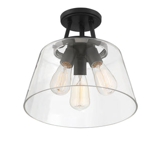 Calhoun Three Light Semi-Flush Mount in Matte Black