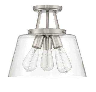 Calhoun Three Light Semi-Flush Mount in Satin Nickel