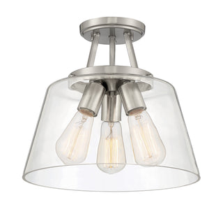 Calhoun Three Light Semi-Flush Mount in Satin Nickel