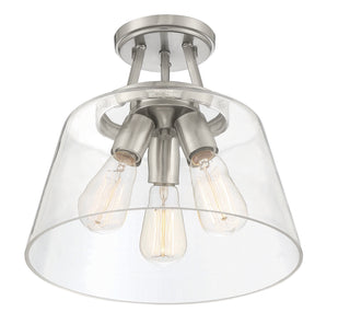 Calhoun Three Light Semi-Flush Mount in Satin Nickel